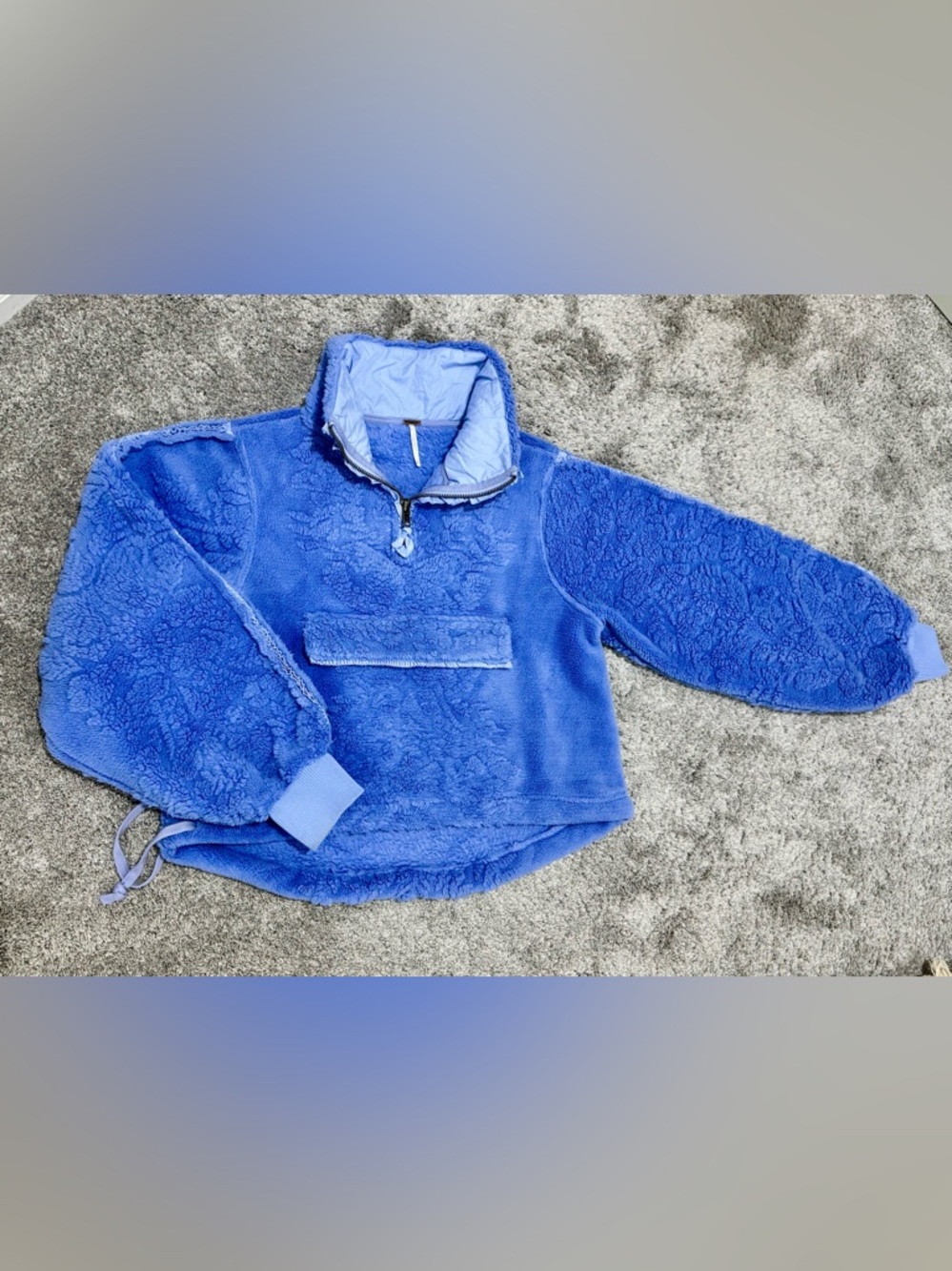 Free People Monarch Sweatshirt- Blue-Size XS - Picture 2 of 7
